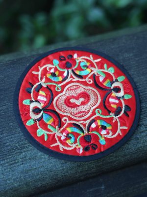 round embroidered coaster