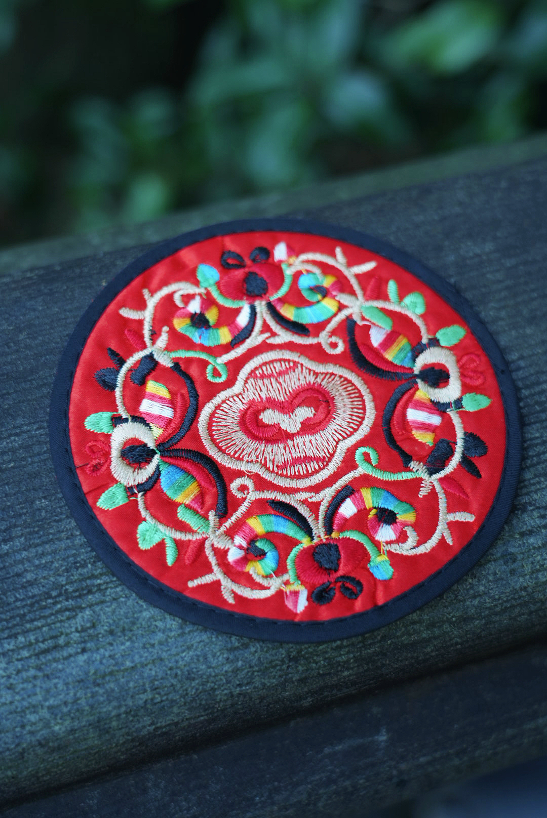 round embroidered coaster